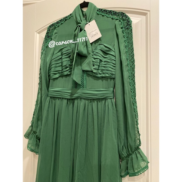 NWT Self Portrait Chiffon Pussybow Midi Dress US6 - Picture 7 of 15